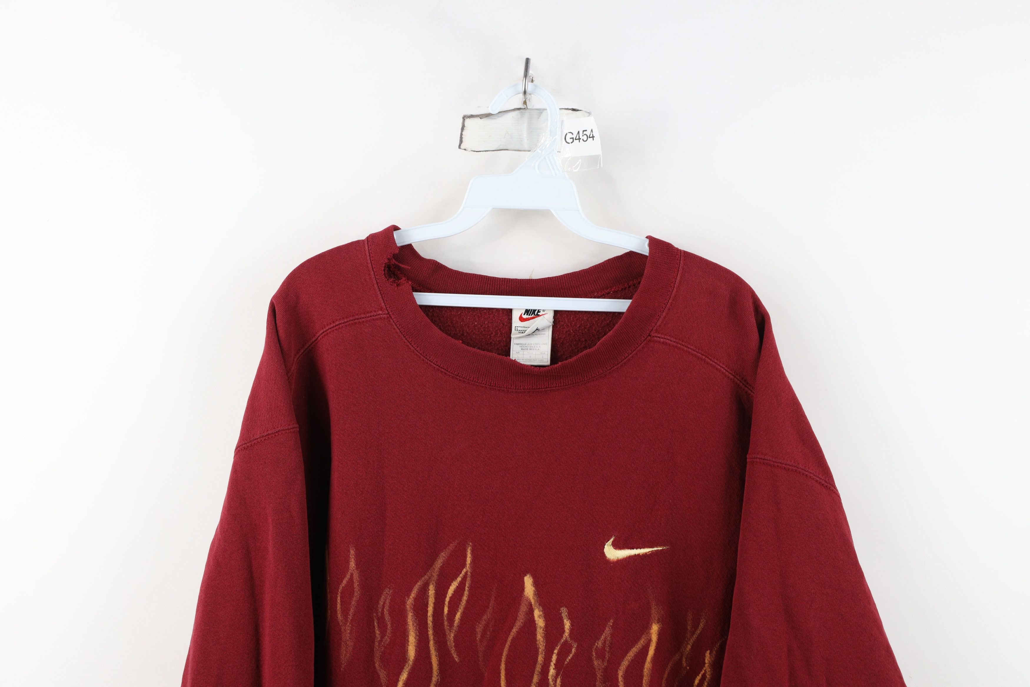 Nike Vintage 90s Nike Mini Swoosh Fire Flames Sweatshirt USA Size US L / EU 52-54 / 3 - 2 Thumbnail