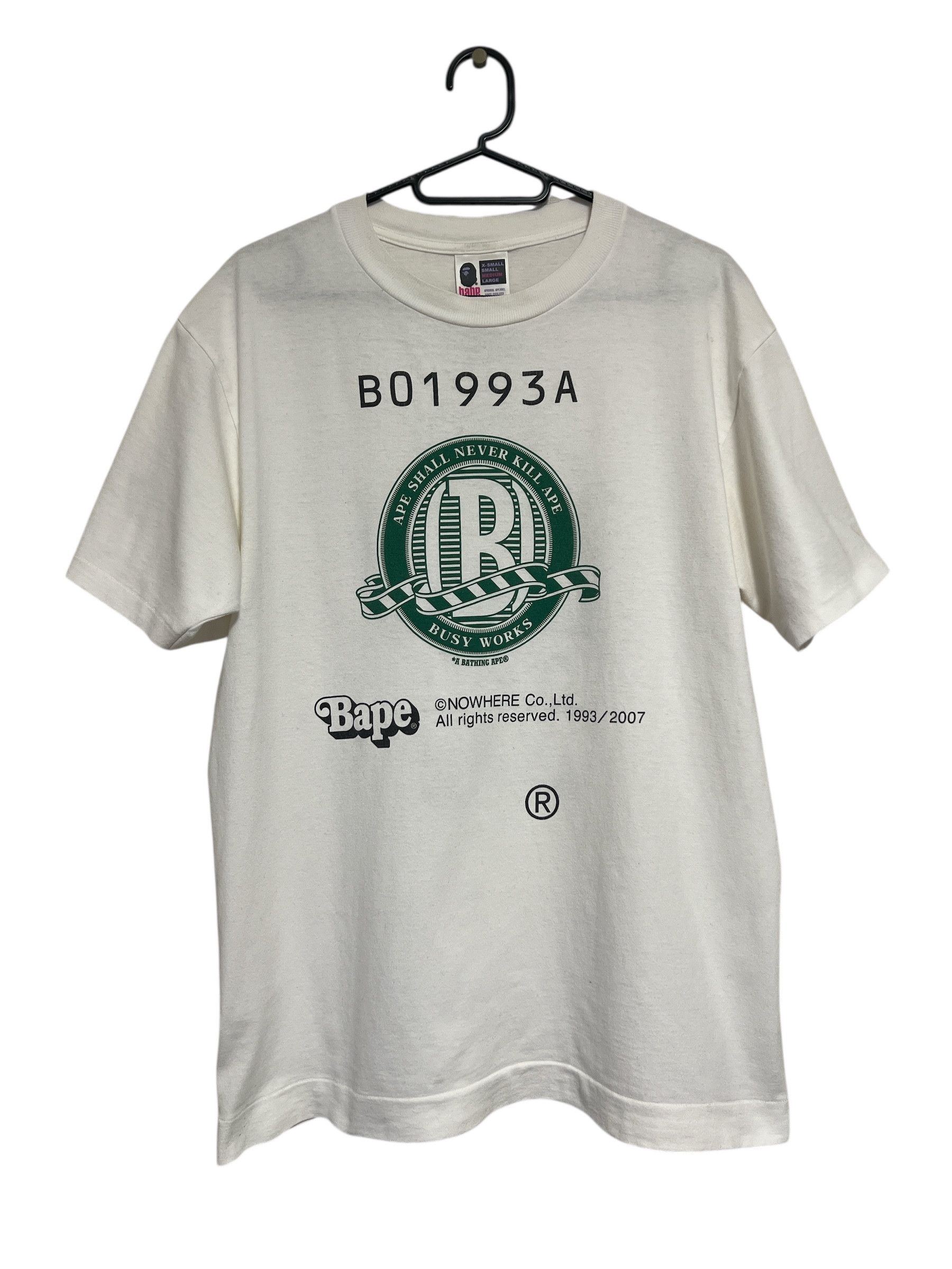 Bape OG BAPE Tee A Bathing Ape Busy Works Bank ASNKA White Medium Size US M / EU 48-50 / 2 - 2 Thumbnail