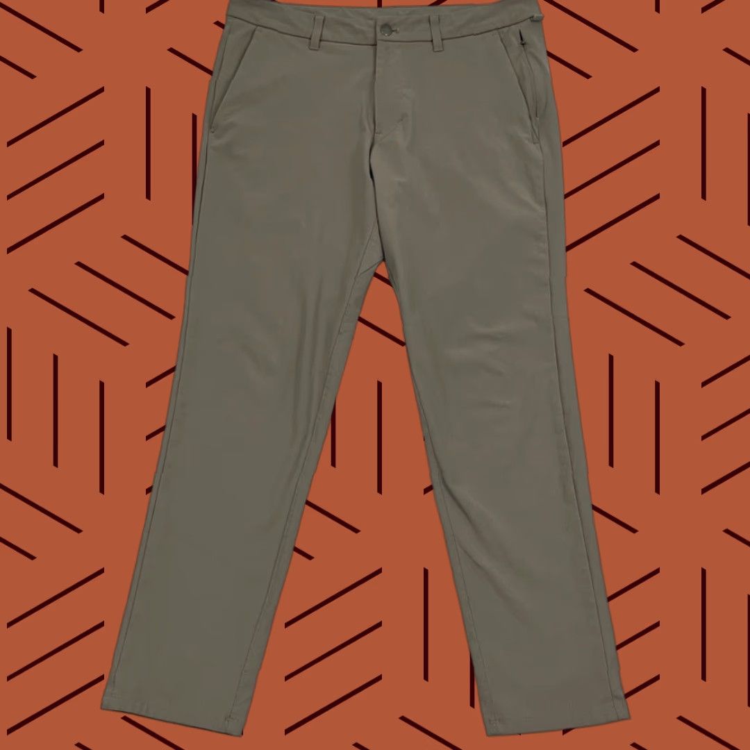 Lululemon Lululemon Commission Mens Pants 34 Slim Chino Tapered 28 Grey Sage Polyester Blend Regular 5-Pocket Breathable Easy Care Zipper Button Logo Size US 34 / EU 50 - 1 Thumbnail
