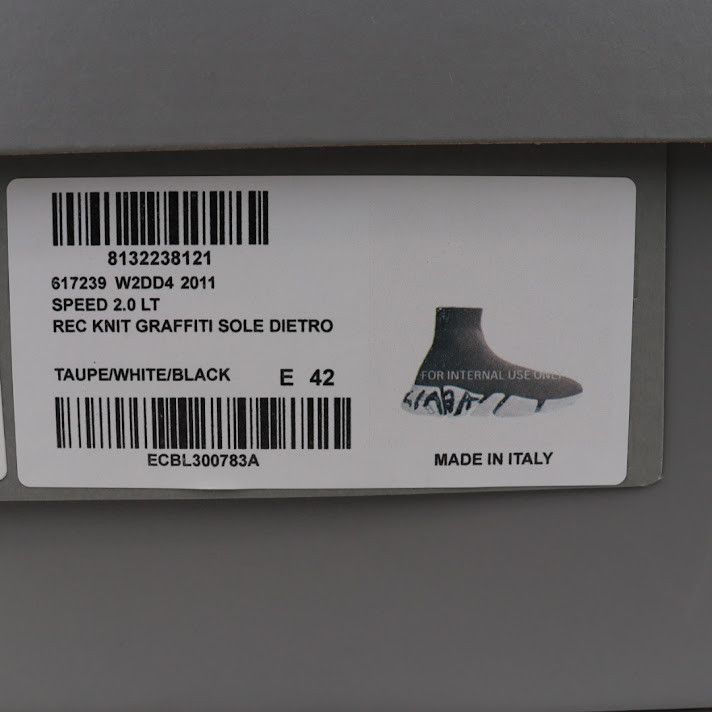 Balenciaga o1rshd1 Speed 2.0 LT Rec Knit Graffiti Sole in Taupe Size US 9 / EU 42 - 11 Thumbnail