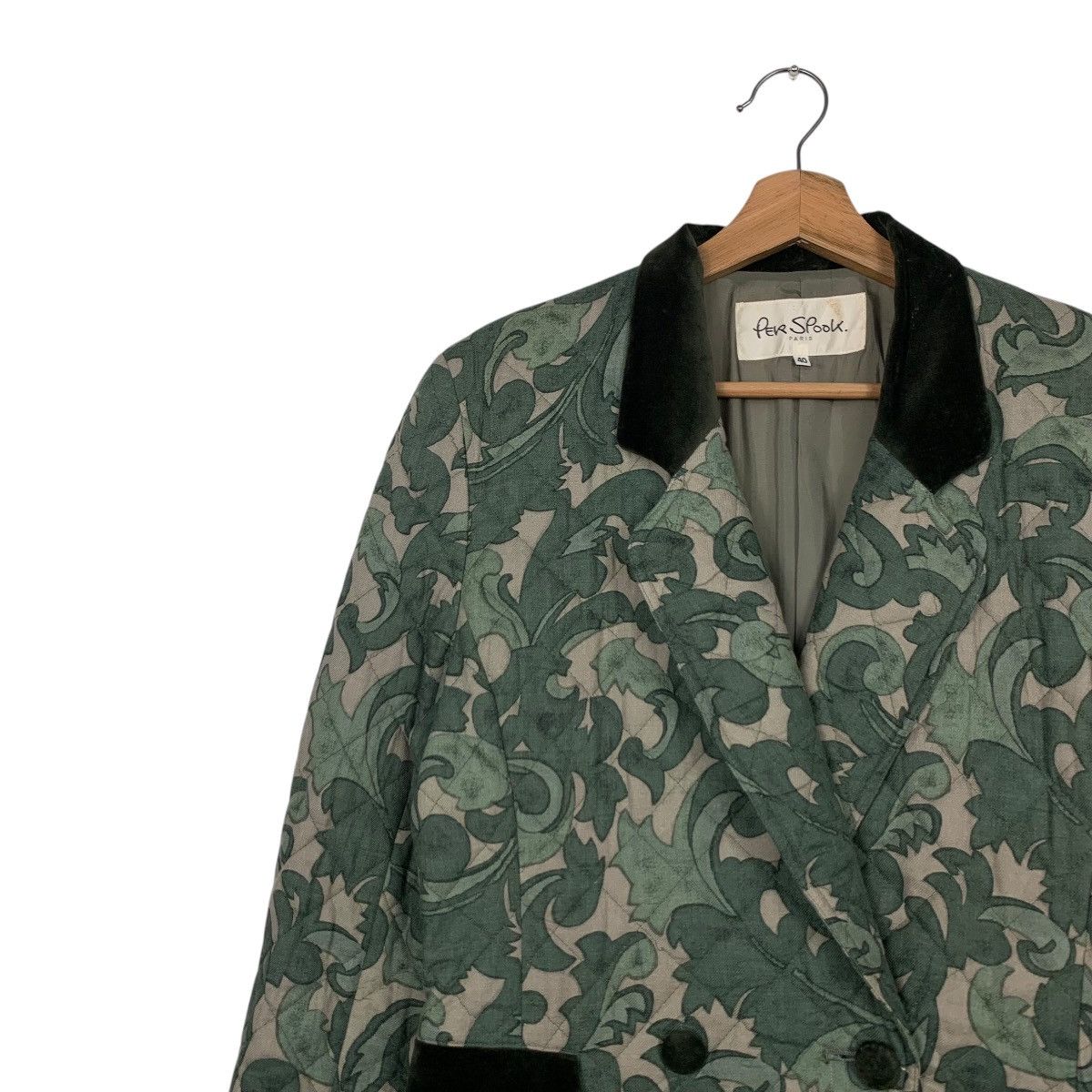 Japanese Brand Vintage PER SPOOK Paris Leaf Print Quilted Jacket #2574-C116 Size S / US 4 / IT 40 - 6 Thumbnail