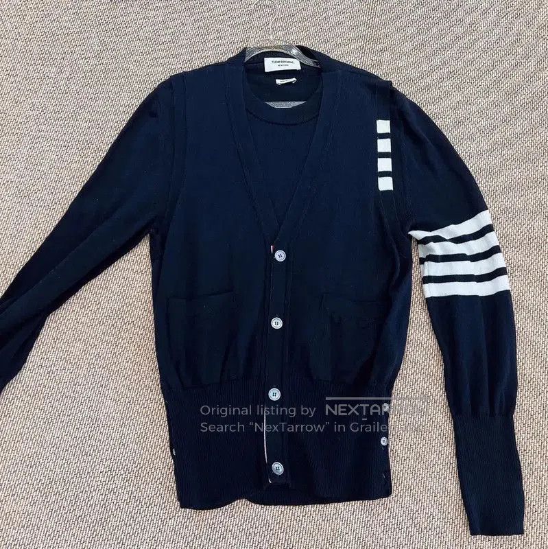 Thom Browne Thom Browne Navy Wool Cardigan for Men . Size US L / EU 52-54 / 3 - 1 Thumbnail