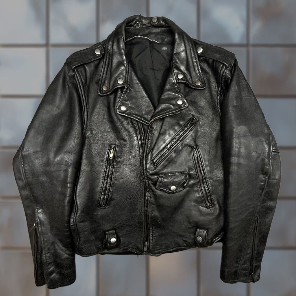 Vintage VINTAGE American Vintage Leather Motorcycle Jacket Mens L Black Talon Zipper Biker USA Size US L / EU 52-54 / 3 - 1 Thumbnail