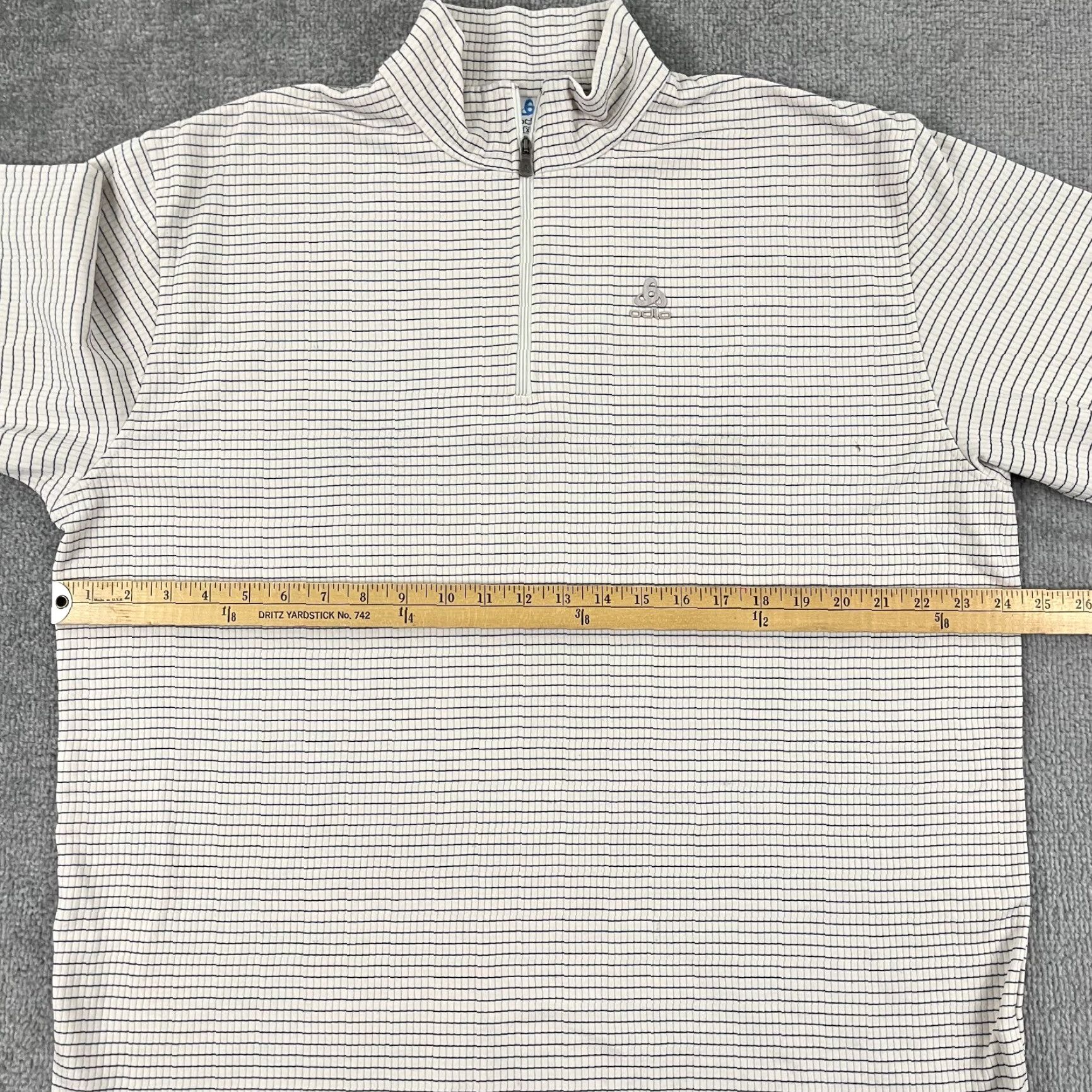 Odlo Odlo Jacket 2XL Mens Cream White Blue Striped Quarter Zip Pullover Performance Size US XXL / EU 58 / 5 - 5 Thumbnail
