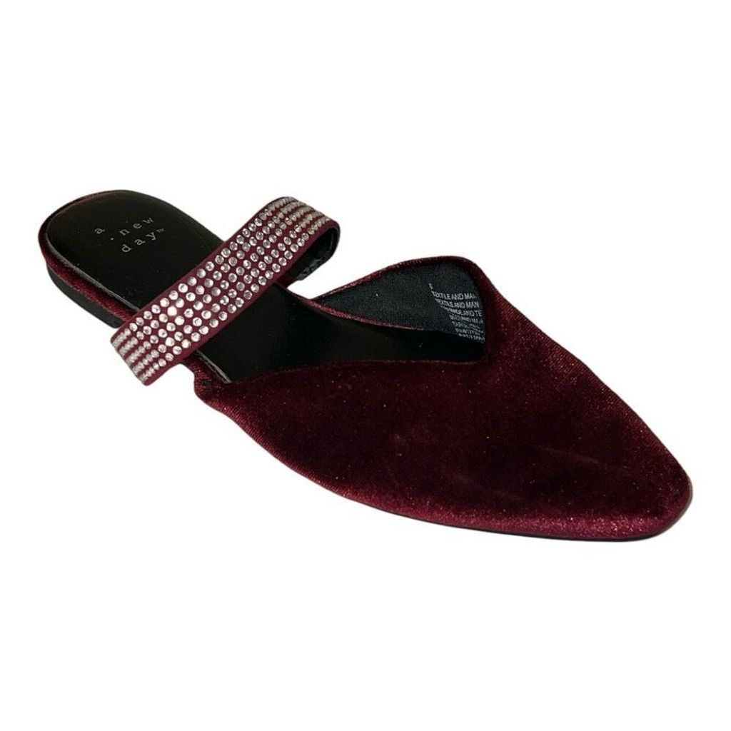 Other A New Day Burgundy Maxine Velvet Memory Foam Flat Mules Size US 6 / IT 36 - 2 Thumbnail