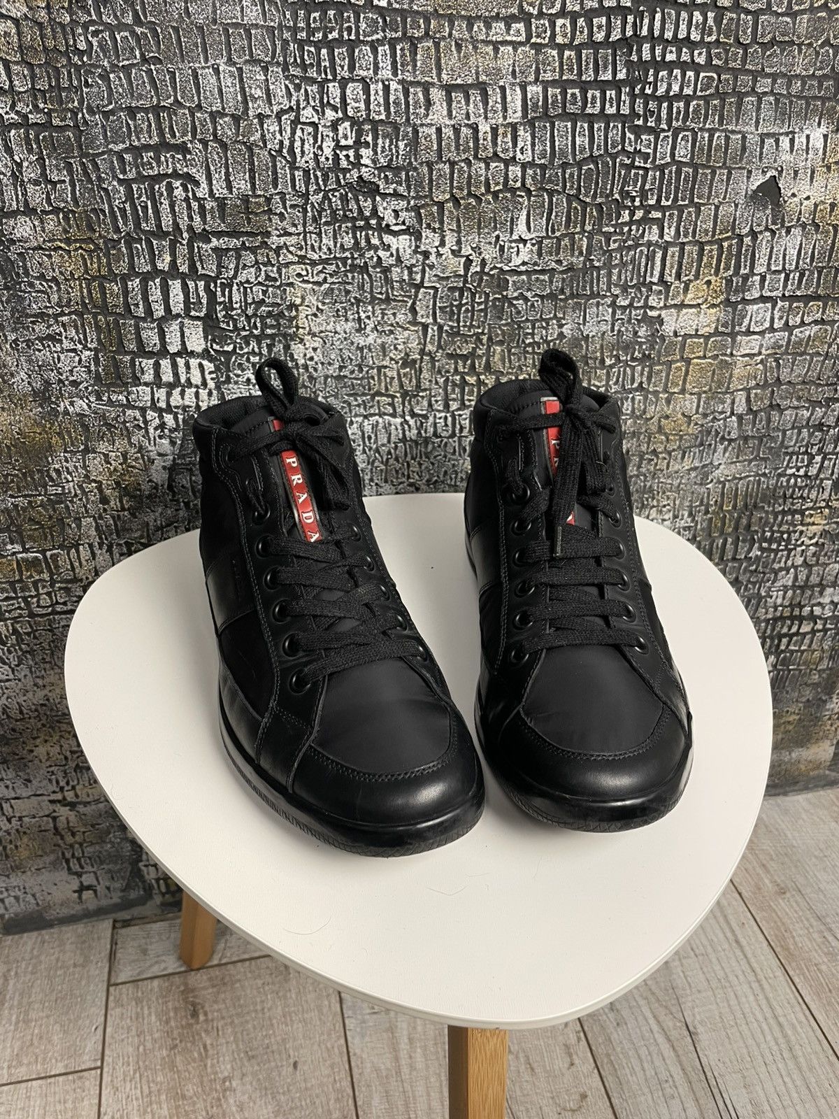 Prada Prada Shoes Black High Top Sneakers Leather Shoes Size US 9 / EU 42 - 20 Thumbnail