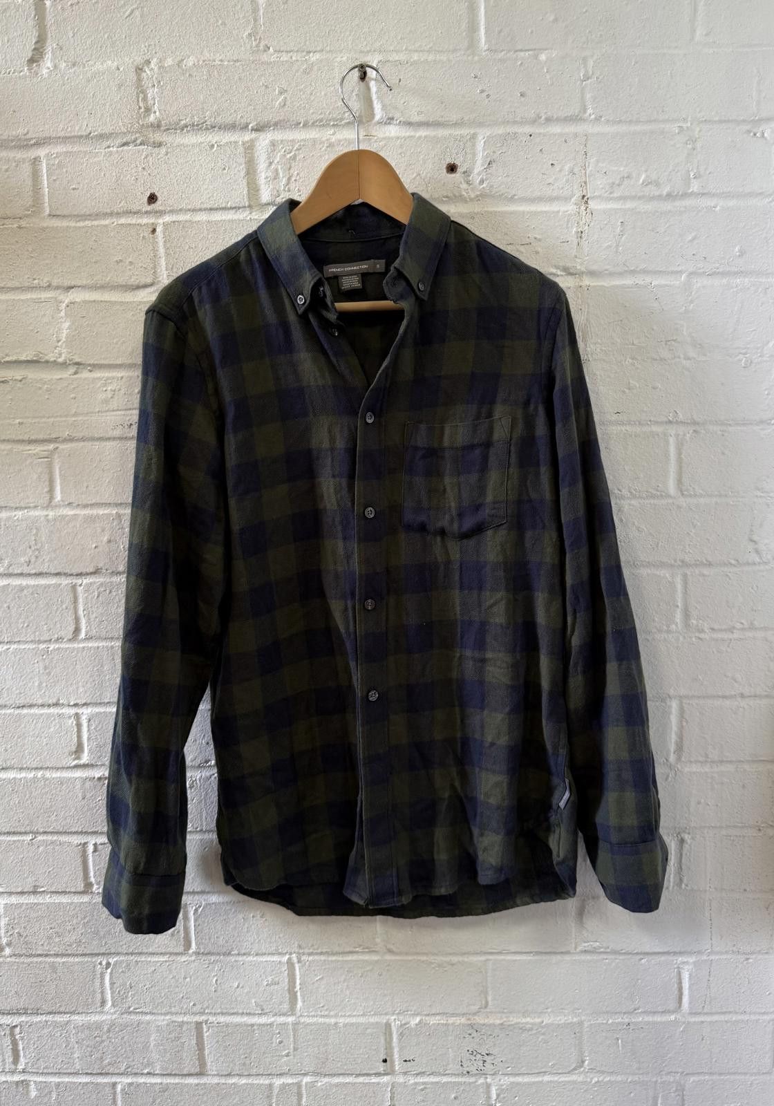 Designer Men's Casual Check Shirt - Blue and Green Size US S / EU 44-46 / 1 - 1 Thumbnail