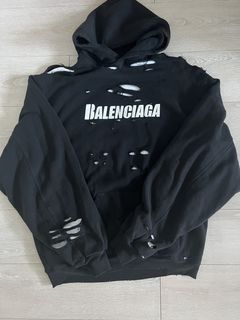 Balenciaga Distressed Bb Pixel Hoodie Taupe