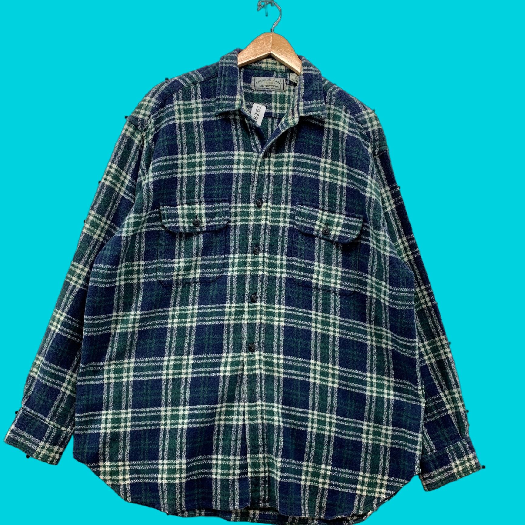 American Eagle Outfitters VINTAGE American Eagle Shirt Plaid Knit Button-Up Adult XL Green 90s Mens Size US XL / EU 56 / 4 - 1 Thumbnail