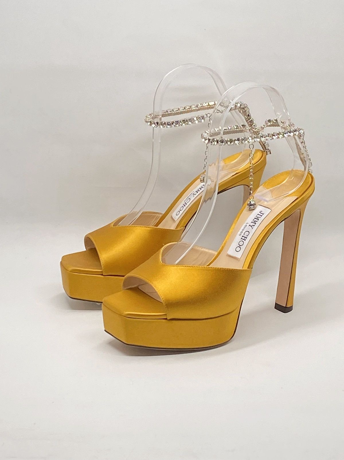 Jimmy Choo Jimmy Choo Saeda Satin Crystal Platform Sandals size 38.5 Size US 8.5 / IT 38.5 - 6 Thumbnail