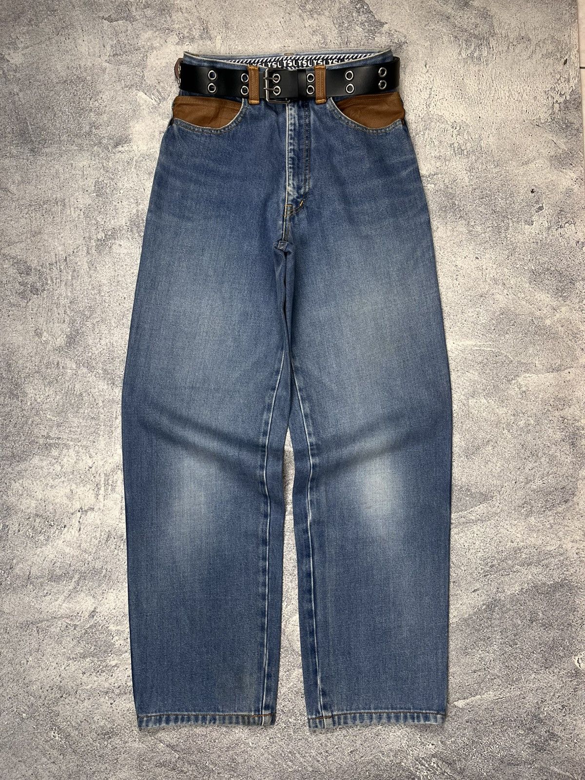 Yves Saint Laurent Yves Saint Laurent Leather Patch Denim Pants Size US 27 - 4 Thumbnail