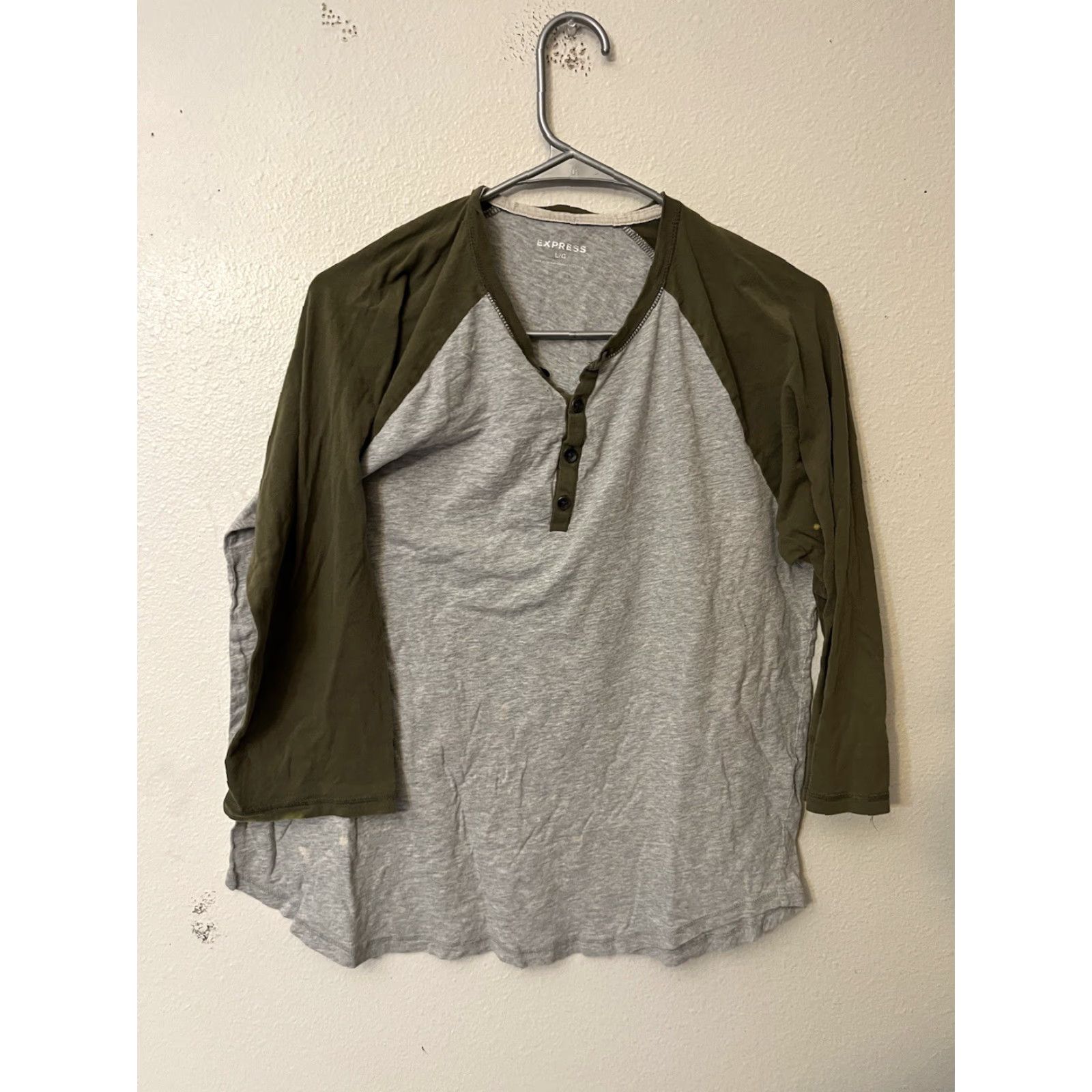 Express Express Jersey T Shirt Men Green Gray 3/4 Sleeve Size L Size US L / EU 52-54 / 3 - 2 Thumbnail
