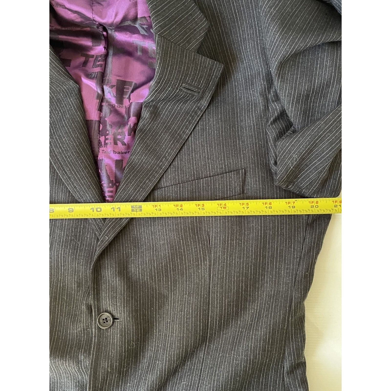 Ted Baker Ted Baker Mens Black Stripe Sport Coat 40R Italy 100% Wool Size 40R - 8 Thumbnail
