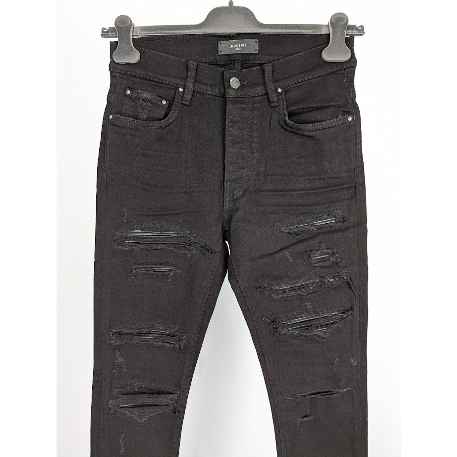 Amiri o1rshd1 Leather Thrasher Jeans in Black Size US 32 / EU 48 - 3 Thumbnail