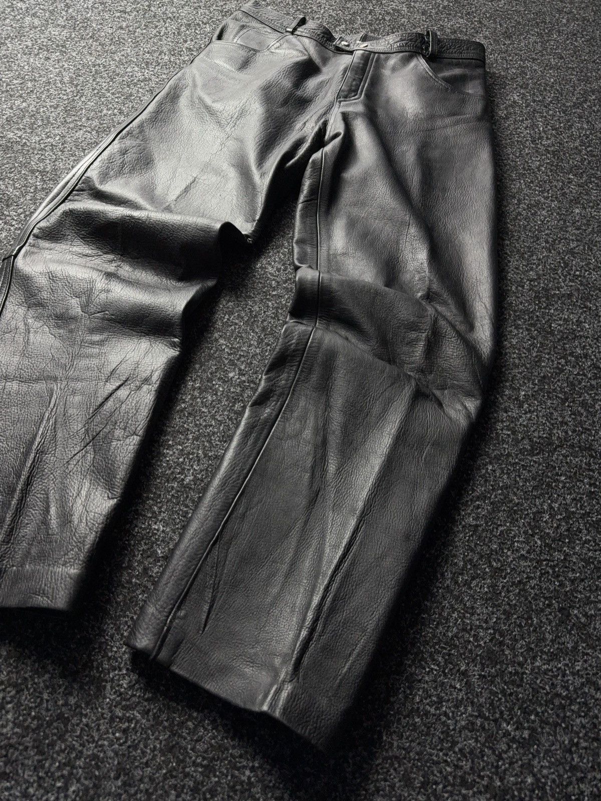 Leather Y2K Vintage Leather Pants Opium Style Alt Biker USA Rare Size US 35 - 3 Thumbnail