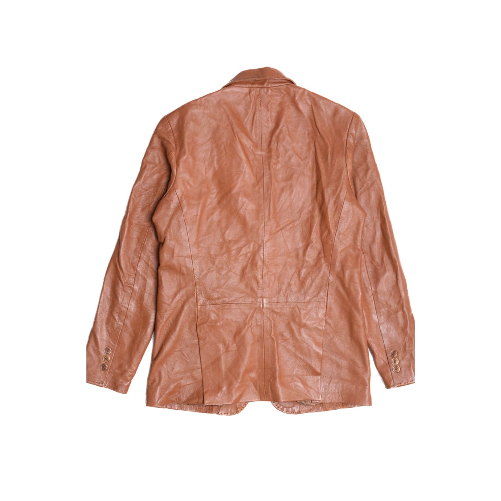 Vintage VINTAGE Topstitch Leather Jacket Shirt? Size US XL / EU 56 / 4 - 3 Thumbnail