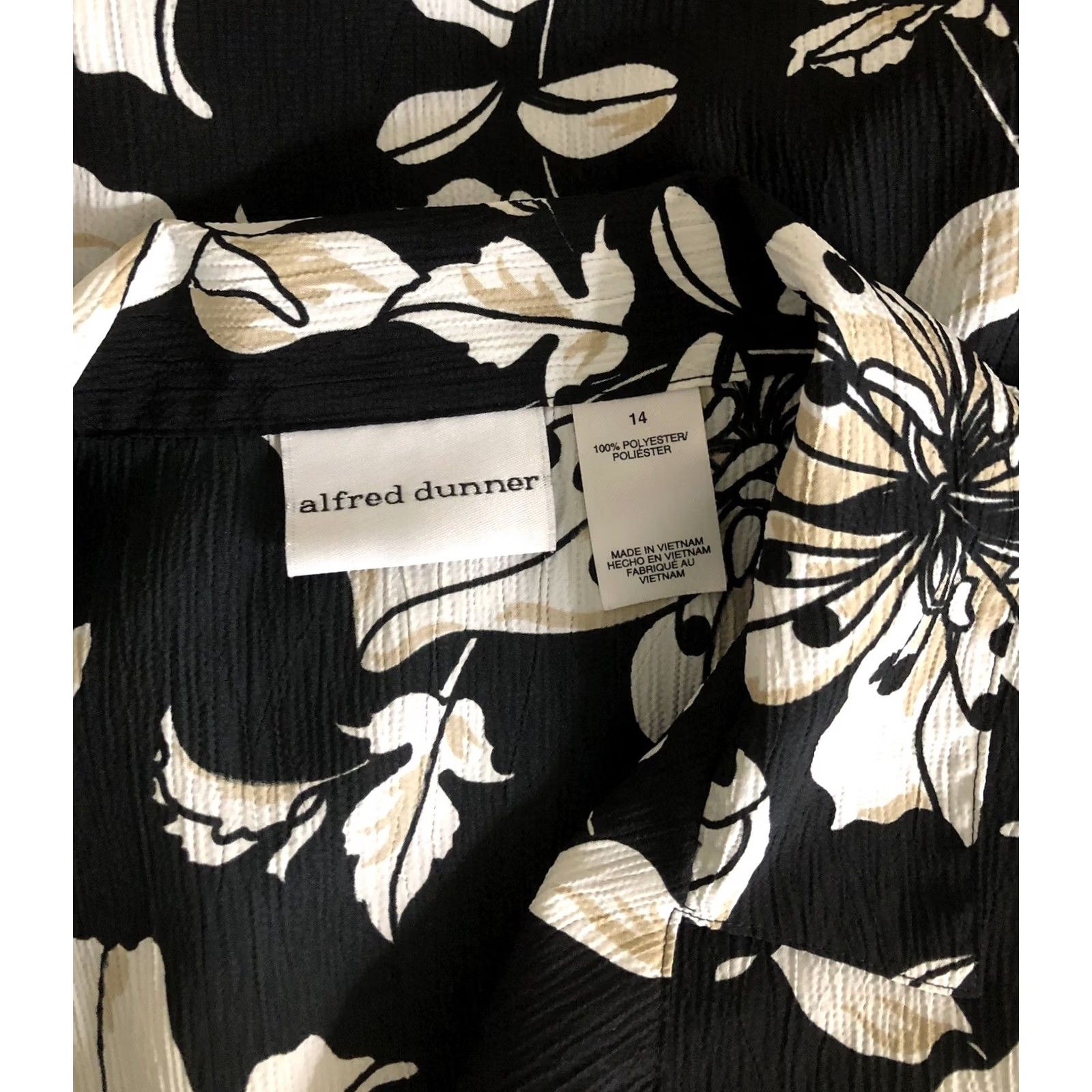 Vintage Alfred Dunner Hawaiian Shirt Top 14 Black Floral Short Sleeve Blouse Casual Beach Tropical Women XS-XL Size XL / US 12-14 / IT 48-50 - 4 Thumbnail