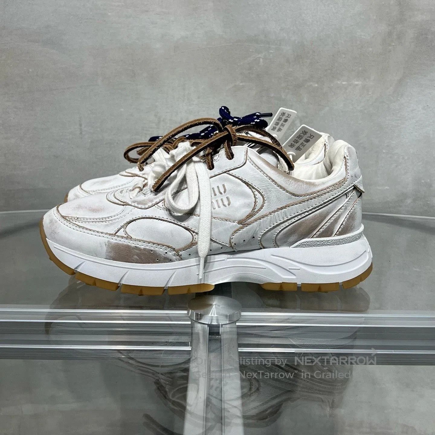 Miu Miu Miu Miu x NB 25SS Distressed White Sneakers. Size US 4 / IT 34 - 3 Thumbnail