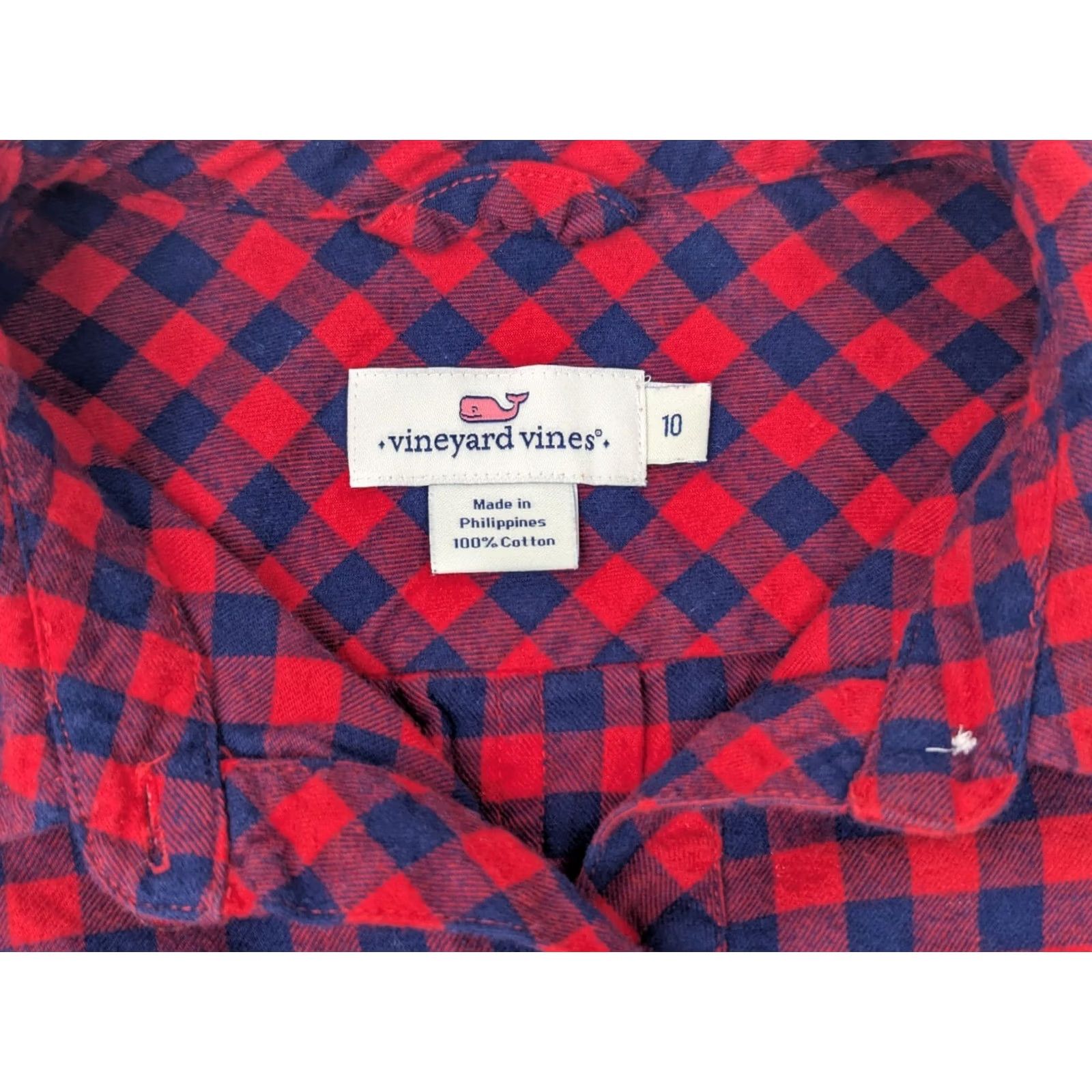 Vineyard Vines Vineyard Vines Button-Up Flannel Shirt Women 10 Red Blue Check Plaid Lightweight Cotton Shirt Size L / US 10 / IT 46 - 2 Thumbnail