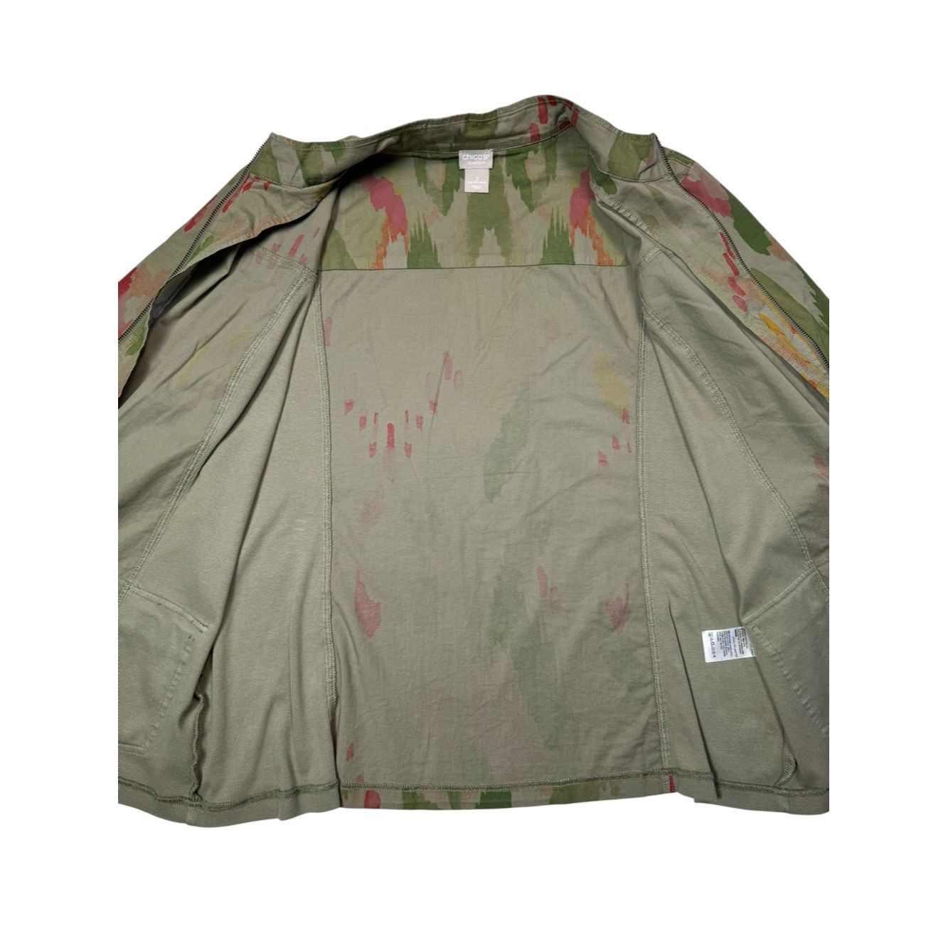 Chicos Chico's Zenergy Ikat Utility Camo 3/4 Sleeves Jacket Size 3 Size XL / US 12-14 / IT 48-50 - 5 Thumbnail
