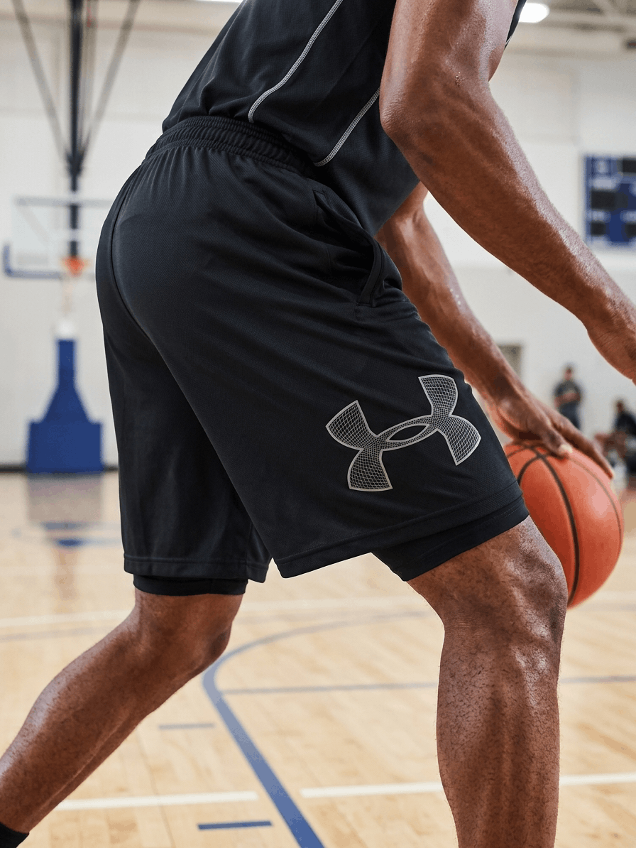 Under Armour Under Armour Men’s Black Athletic Shorts Large Logo Graphic Size US 34 / EU 50 - 1 Thumbnail