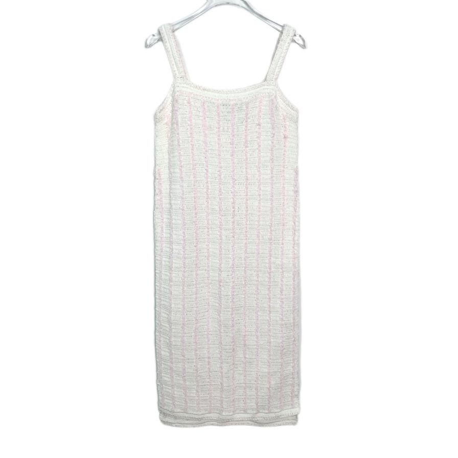 Thom Browne [Thom Browne] Striped Sleeveless Knit Dress 36 White Size XS / US 0-2 / IT 36-38 - 1 Thumbnail
