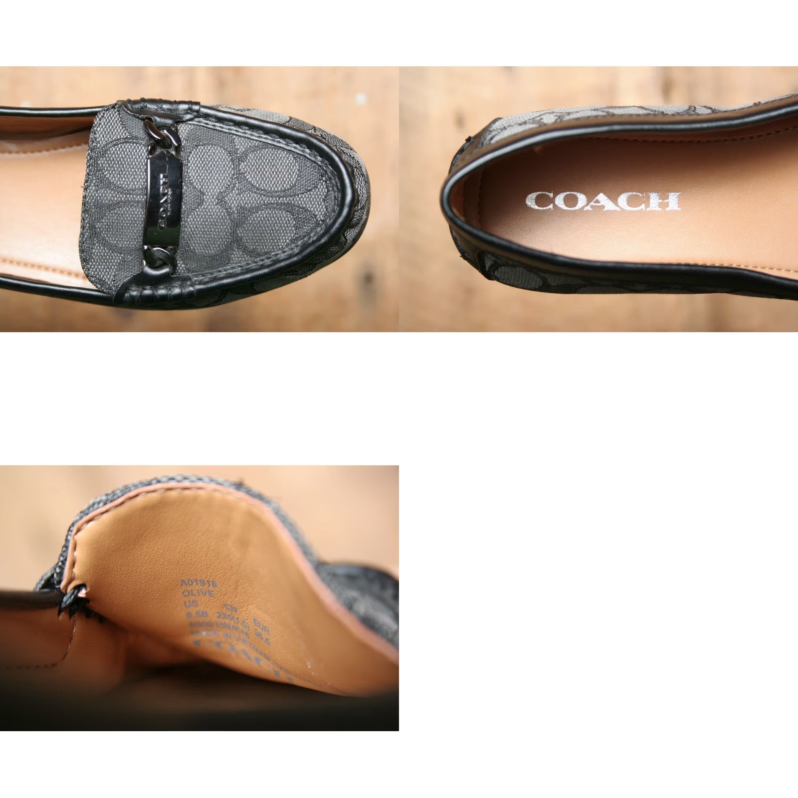Coach COACH Olive Black Jacquard Signature Monogram Driving Moc Loafers Sz. 6.5 B Women Size US 7 / IT 37 - 8 Thumbnail