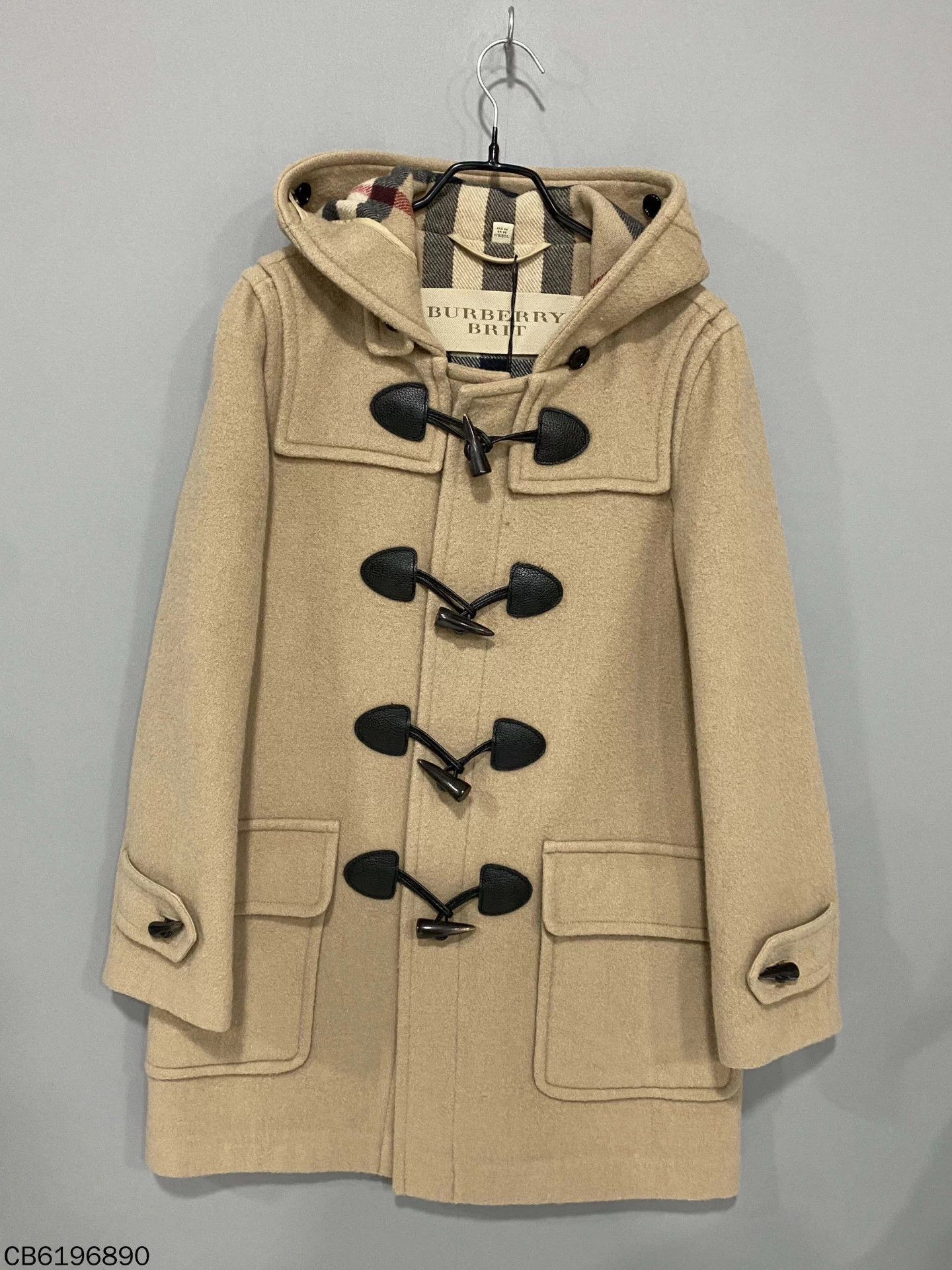 Burberry Burberry Khaki Check Wool Coat UK6 Buffalo Horn Size XS / US 0-2 / IT 36-38 - 1 Thumbnail