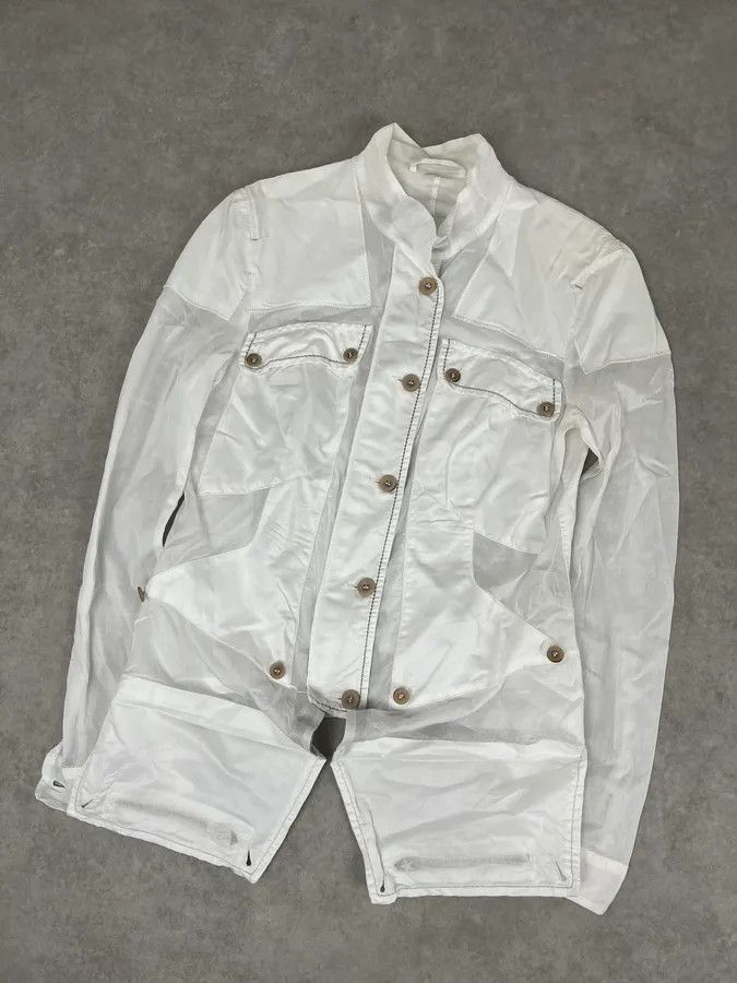 Marithe + Francois Girbaud 2000s Marithé et François Girbaud White Cargo Pocket Jacket Size XS / US 0-2 / IT 36-38 - 5 Thumbnail