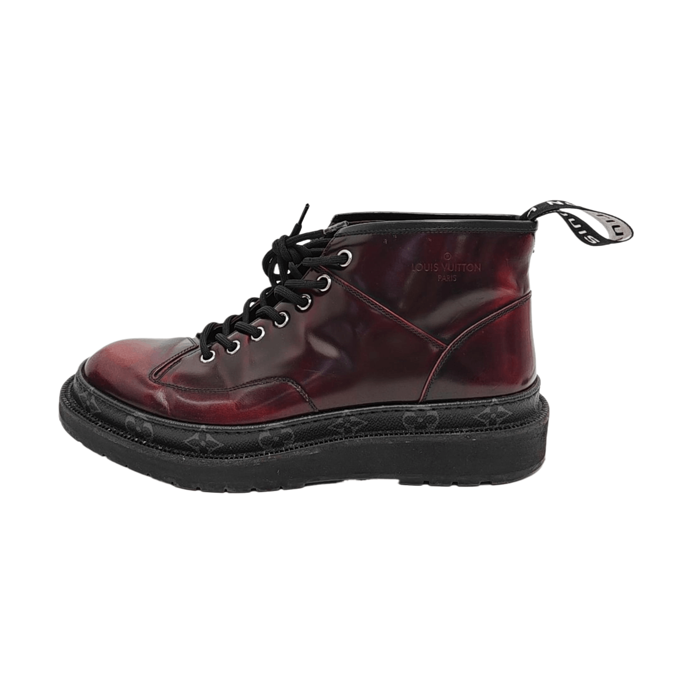 Louis Vuitton Louis Vuitton Burgundy Leather High Top Sneakers 7 Size US 8 / EU 41 - 1 Thumbnail