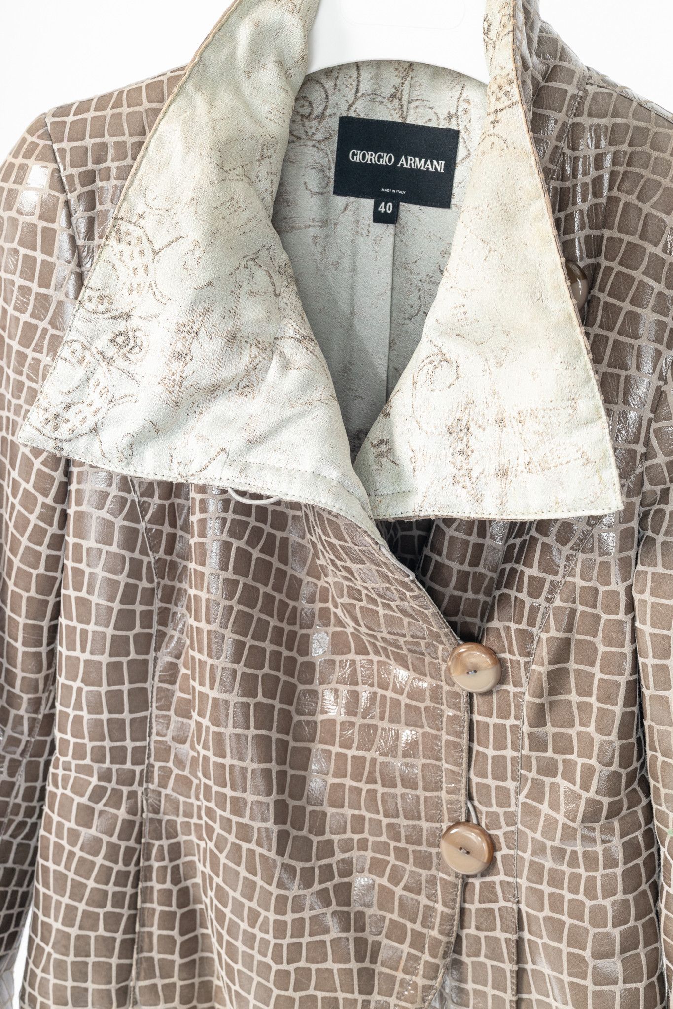 Giorgio Armani Giorgio Armani AW07 Runway Snakeskin-Pattern Leather Jacket Size S / US 4 / IT 40 - 7 Thumbnail