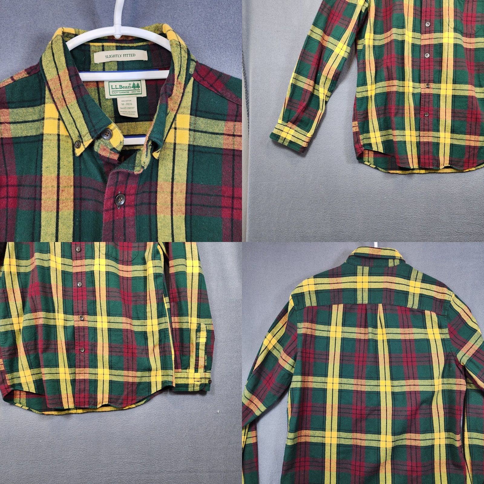 Vintage LL Bean Mens Medium Scotch Plaid Flannel Shirt Slightly Fitted Green Yellow Size US M / EU 48-50 / 2 - 8 Thumbnail