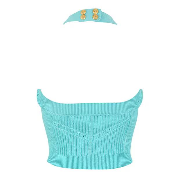 Balmain o1g2r1mq0924 Top in Mint Blue Size XS / US 0-2 / IT 36-38 - 2 Thumbnail