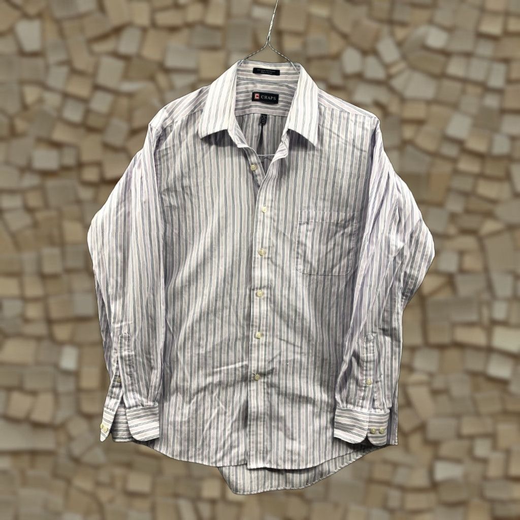 Chaps Chaps Shirt Mens L Long Sleeve Button-Down Collar Striped Wrinkle Free Knit Easy Care Classic Modern Tailored Size US L / EU 52-54 / 3 - 1 Thumbnail