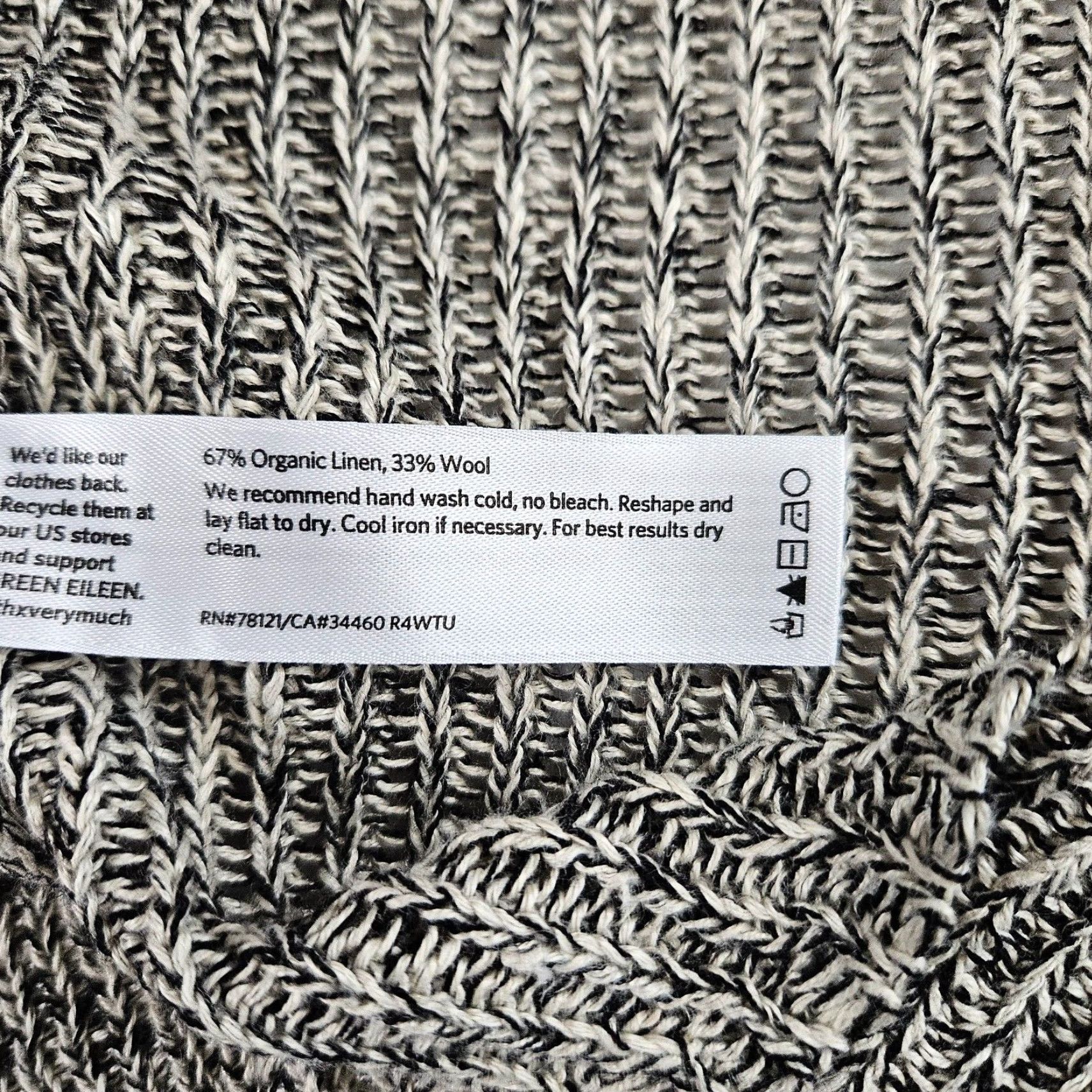 Eileen Fisher Eileen Fisher Cardigan Womens Large Sz Beige Black Loose Knit Linen Wool Size L / US 10 / IT 46 - 5 Thumbnail