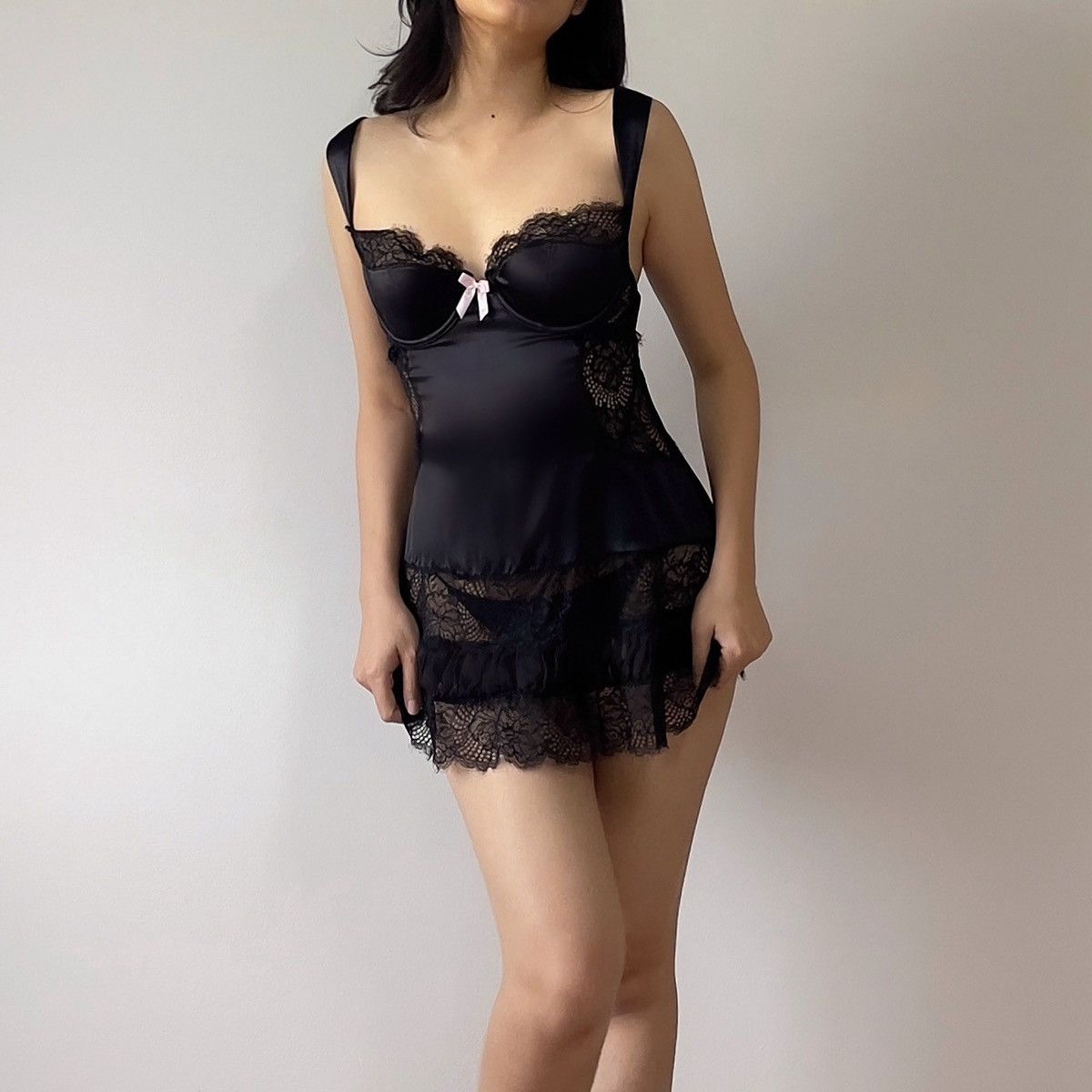 Victoria's Secret Romantic Black Lace Detail Bustier Slip Dress (34C/32D) Size ONE SIZE - 3 Thumbnail