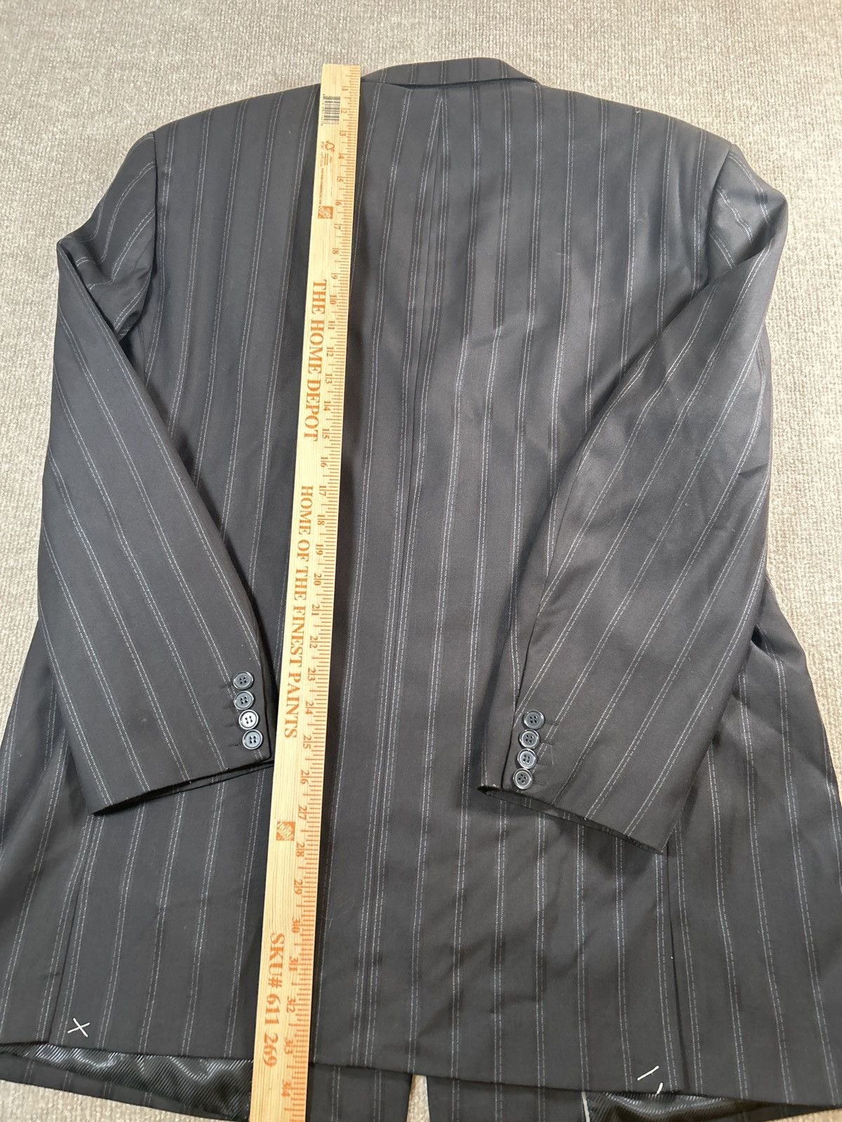 Giorgio Fiorelli Giorgio Fiorelli Men’s 46R Black Pinstripe Jacket Blazer Size 46R - 3 Thumbnail