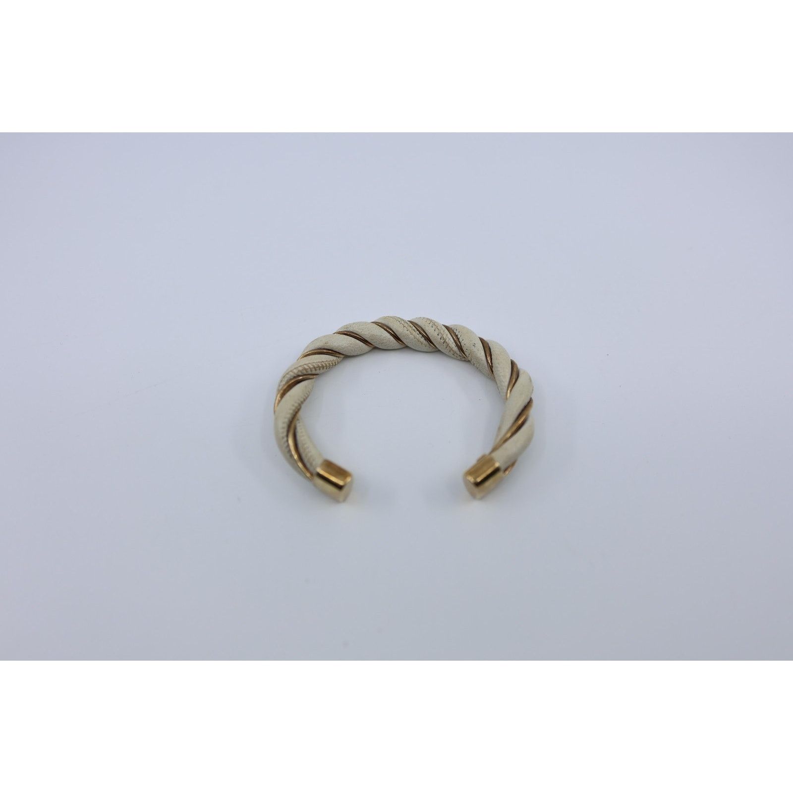 Bottega Veneta BOTTEGA VENETA Twist Cuff Gold Plated Leather Bracelet Sz M Size ONE SIZE - 3 Thumbnail