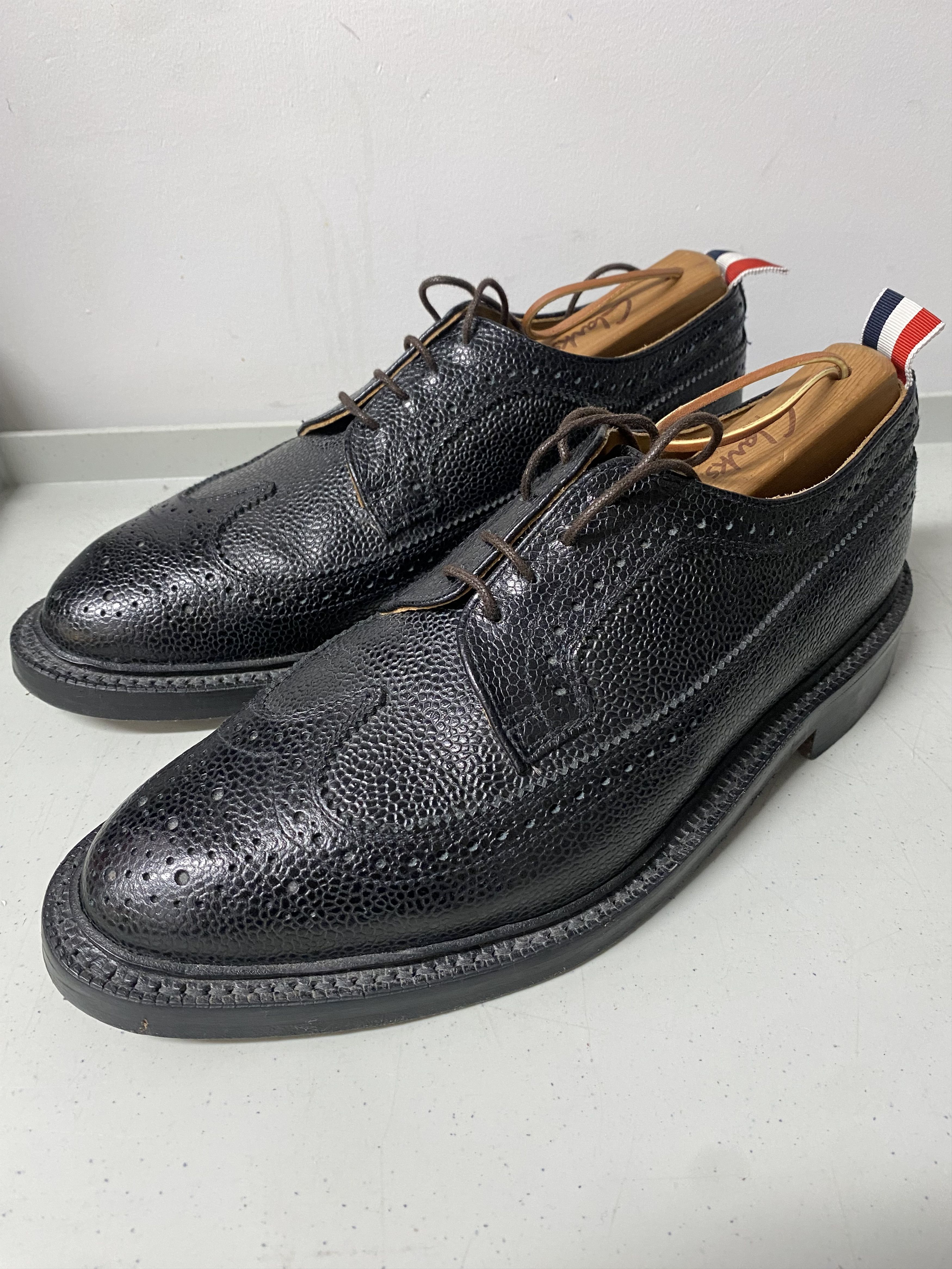 Thom Browne Black Pebble Grain Wingtip Size US 8 / EU 41 - 1 Thumbnail