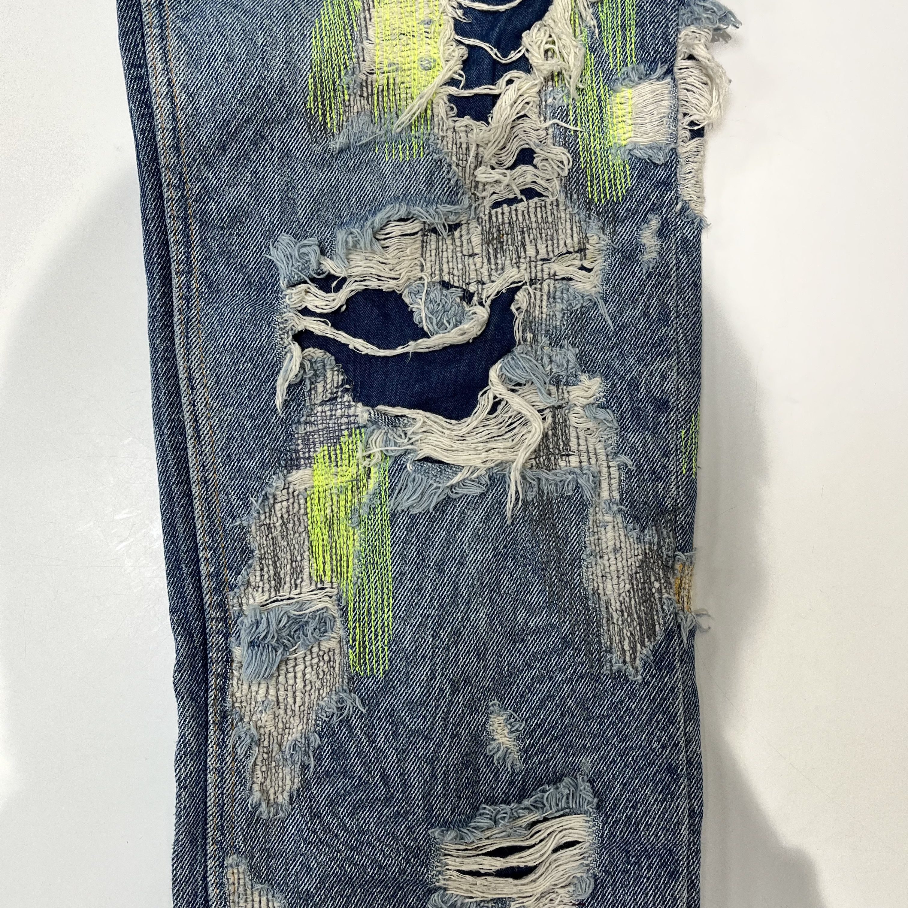 Endless Vlone x Endless Embroidered And Distressed Denim Jeans Blue Size US 32 / EU 48 - 8 Thumbnail