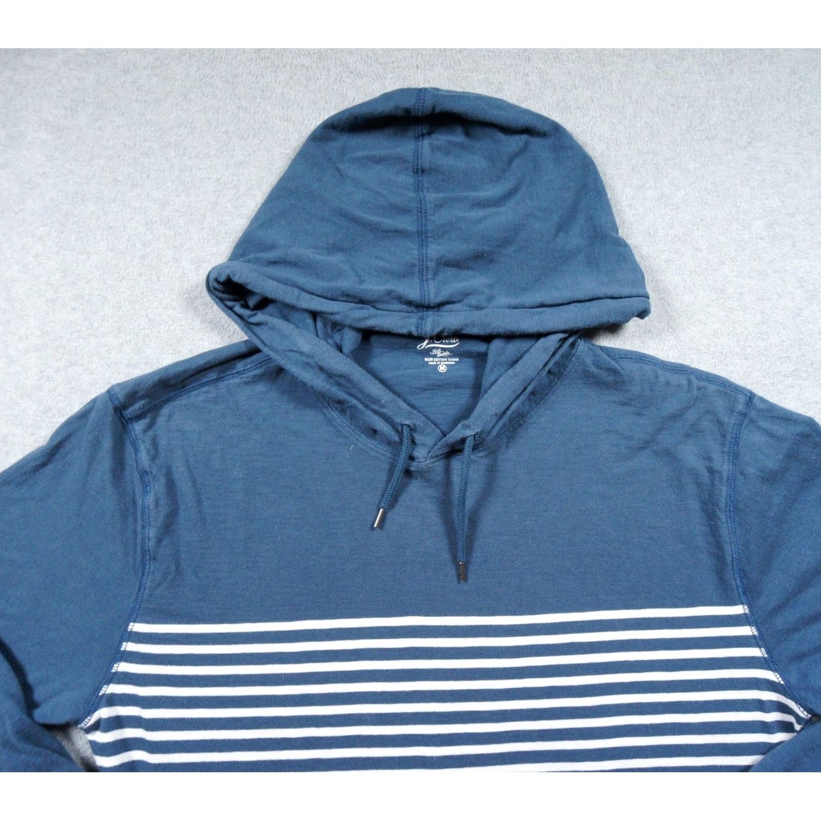 J.Crew J.CREW Sweater Mens Medium Blue Hoodie Striped Slub Cotton Yarns Pullover Adult Shirt Size US M / EU 48-50 / 2 - 2 Thumbnail