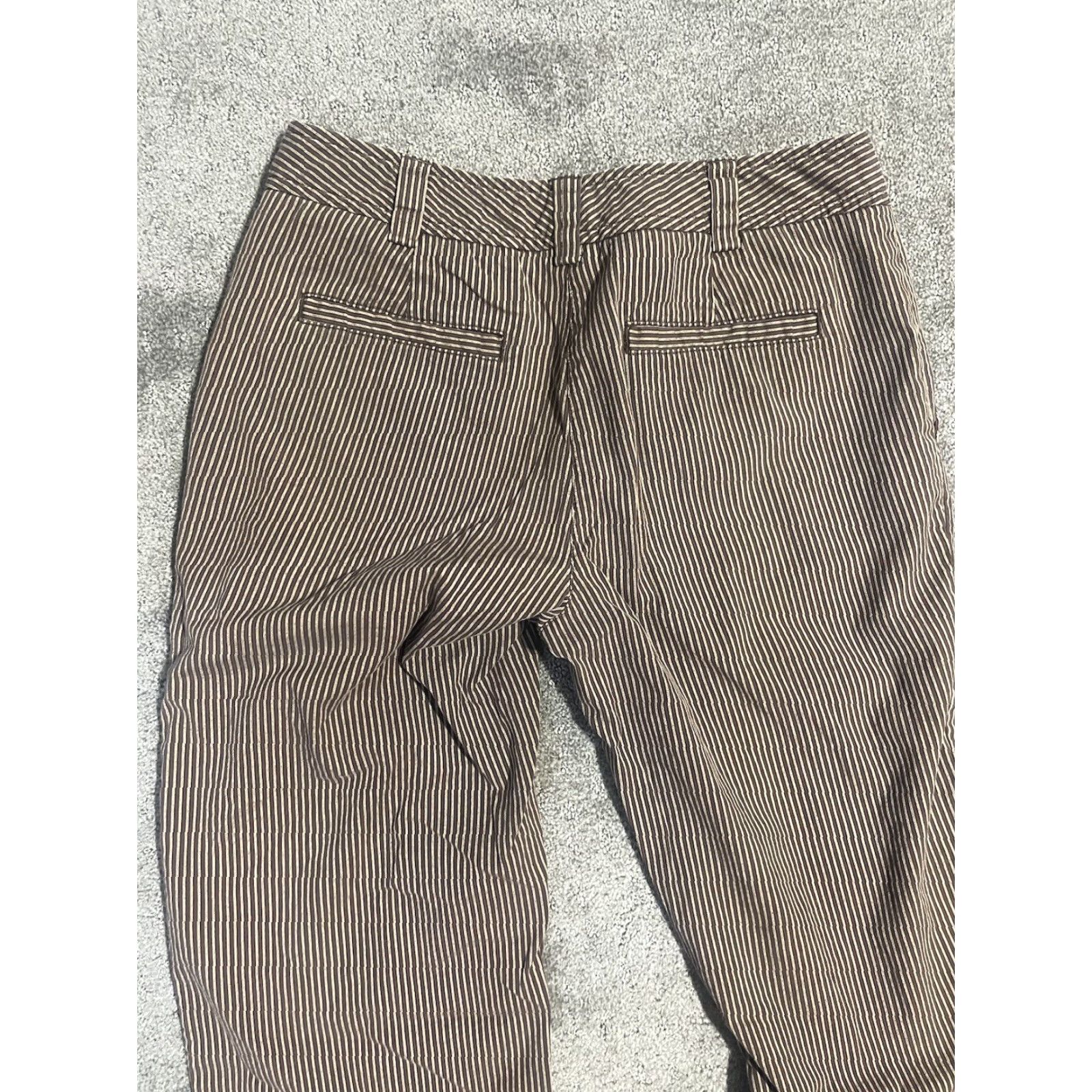 Talbots Talbots Cropped Pants Womens Size 2P Brown Stripe Pockets Stretch Capri Pants Size 29" - 4 Thumbnail