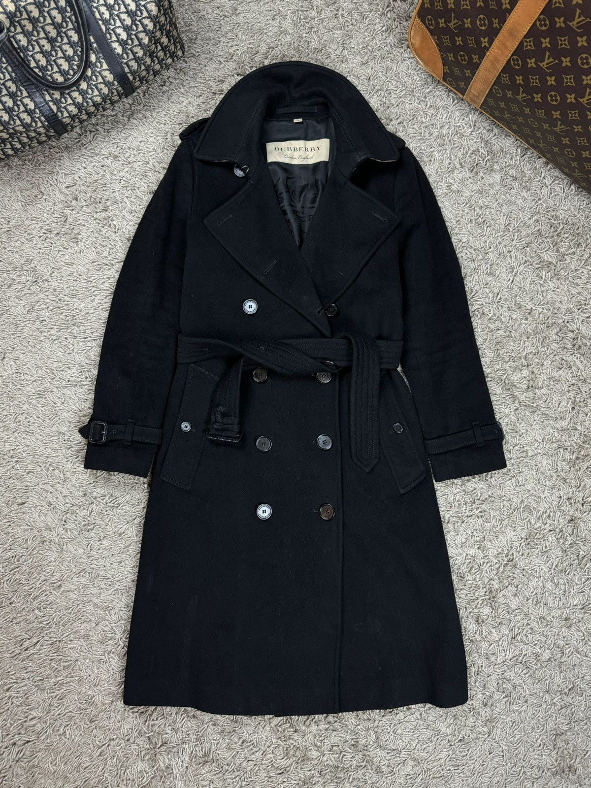 Burberry Wool coat trench Burberry original streetwear luxury item Size S / US 4 / IT 40 - 1 Thumbnail