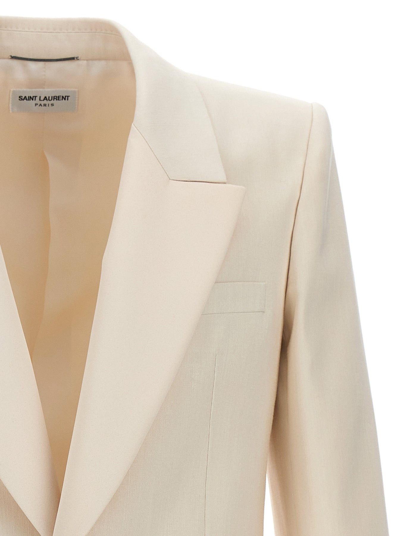 Saint Laurent Paris o1bcso1str0125 Tuxedo Jacket In Silk Twill in Beige Size US M / EU 48-50 / 2 - 3 Thumbnail