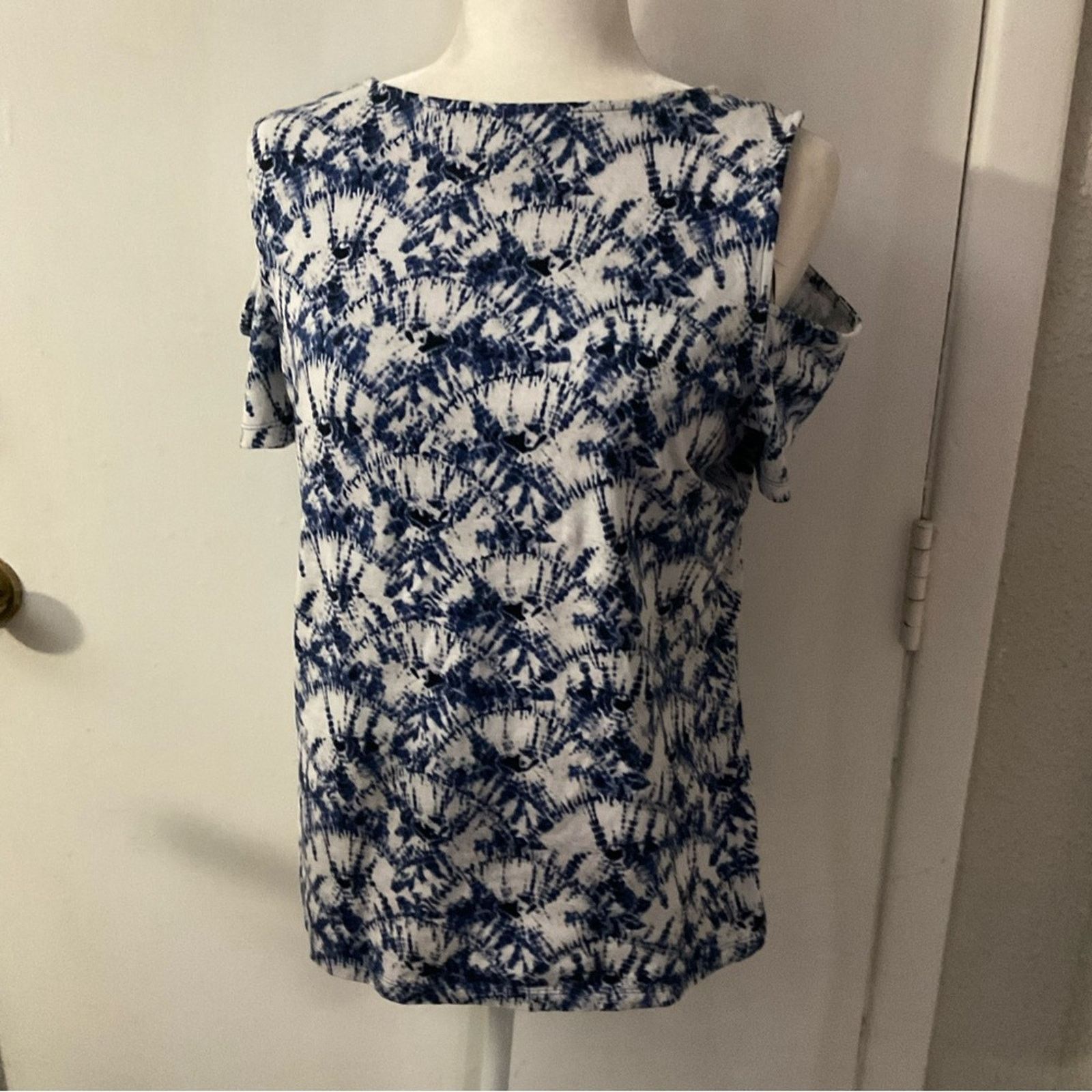 Michael Kors MICHAEL Michael Kors Midnight Blue Floral Short Sleeve L Size L / US 10 / IT 46 - 3 Thumbnail