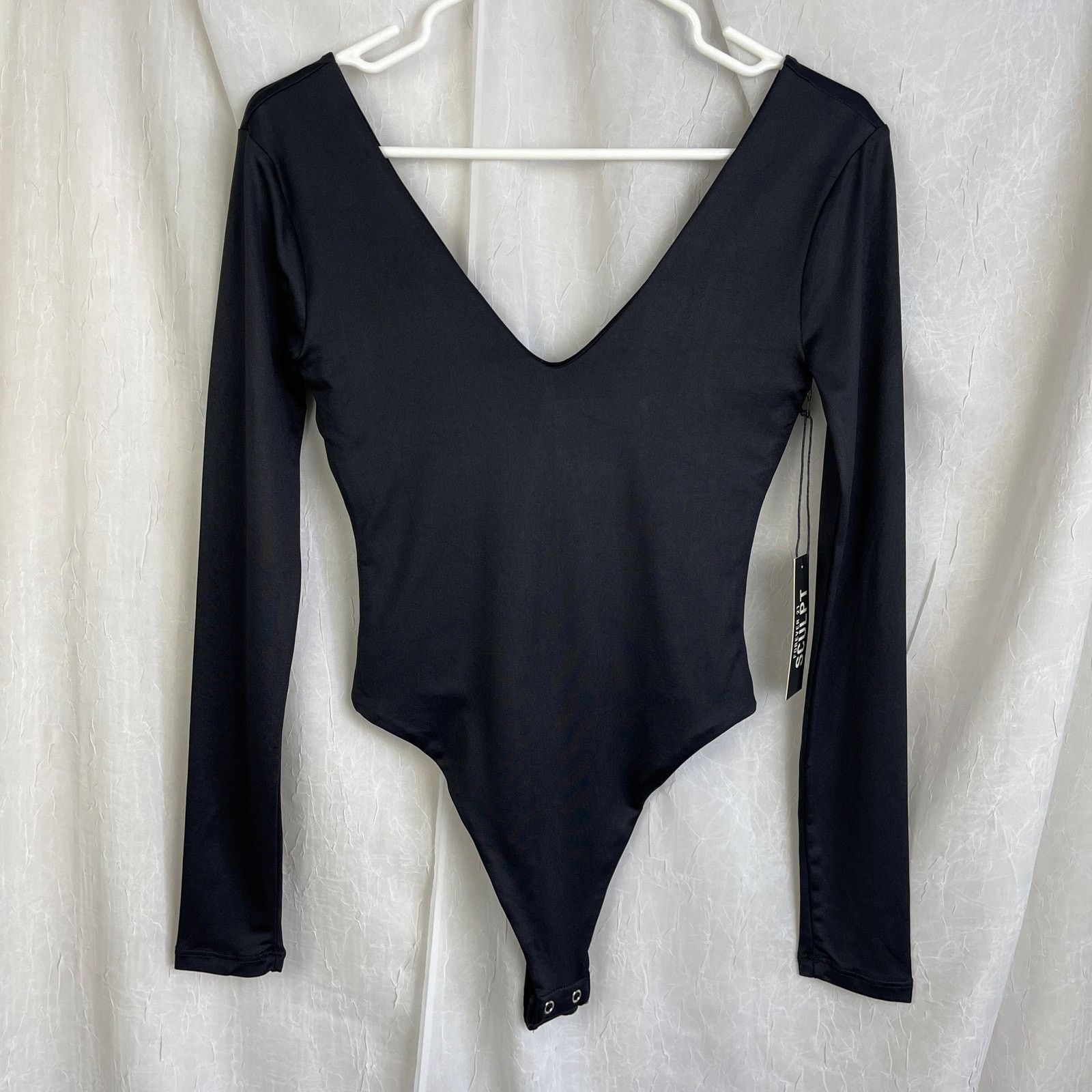 Forever 21 Forever 21 Black Contour Sculpt Satin Thong Bodysuit NWT XS Size XS / US 0-2 / IT 36-38 - 13 Thumbnail