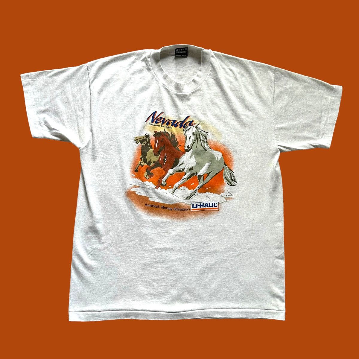 Fruit Of The Loom Vtg 80s U-haul Nevada Wild Horses Shirt Size XL 