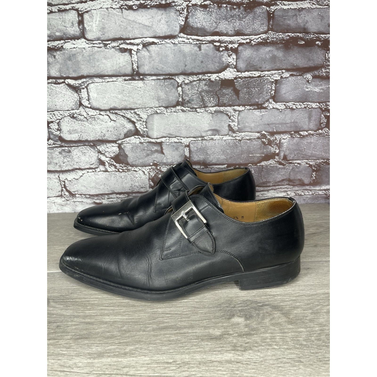 Magnanni Magnanni Black Leather Buckle Monk Strap Loafers Dress Shoes Size US 9.5 / EU 42-43 - 1 Thumbnail