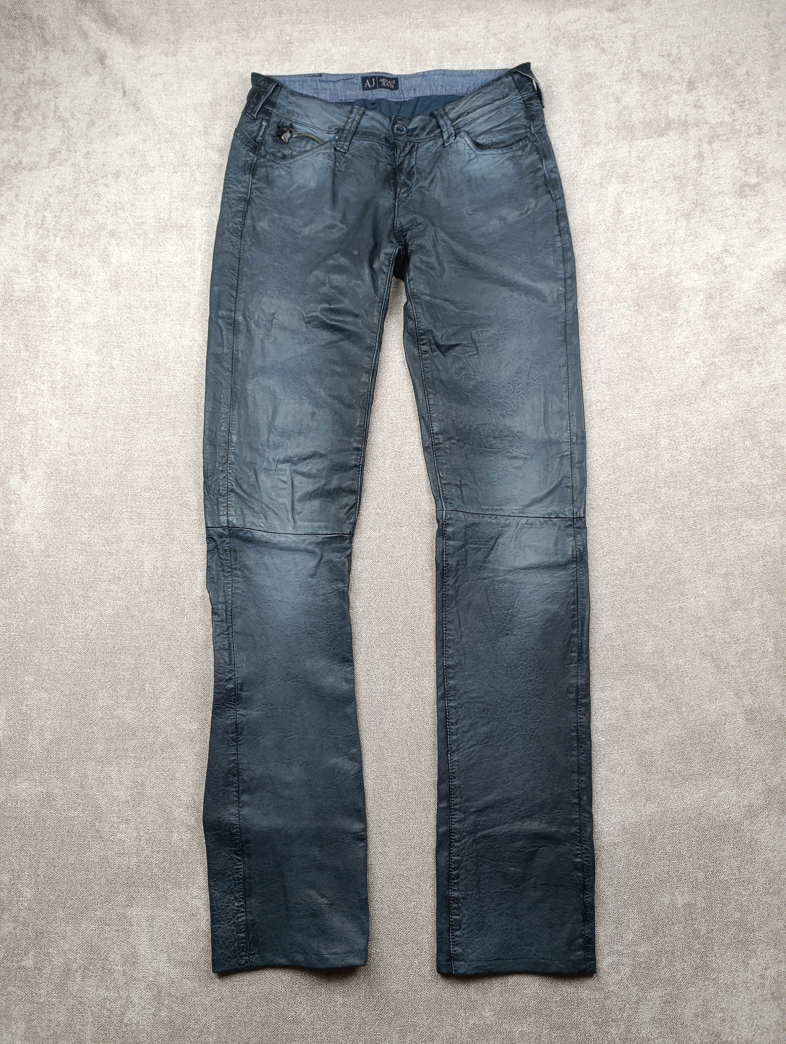Armani 2000s Armani Navy Lamb Leather Slim Pants Size 30" / US 8 / IT 44 - 9 Thumbnail
