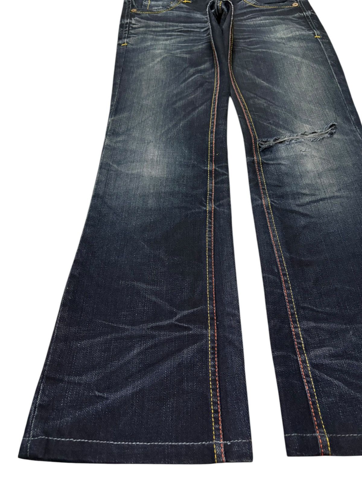 Japanese Brand Vintage Japanese Brand Mud Wash Distressed Flare Jeans Size 29" - 6 Thumbnail